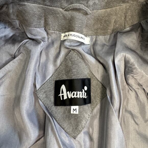 VTG Avanti Gray Genuine Pig Suede Open Jacket Push Sleeves Blazer Size Medium M - Picture 7 of 14